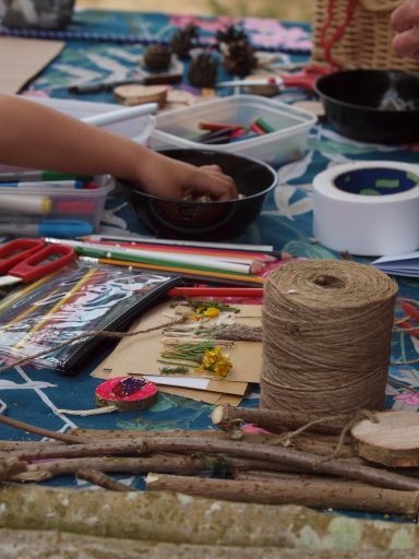 Child doing nature craft